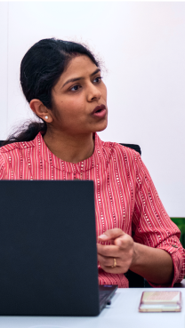 Woman engaging during a meeting